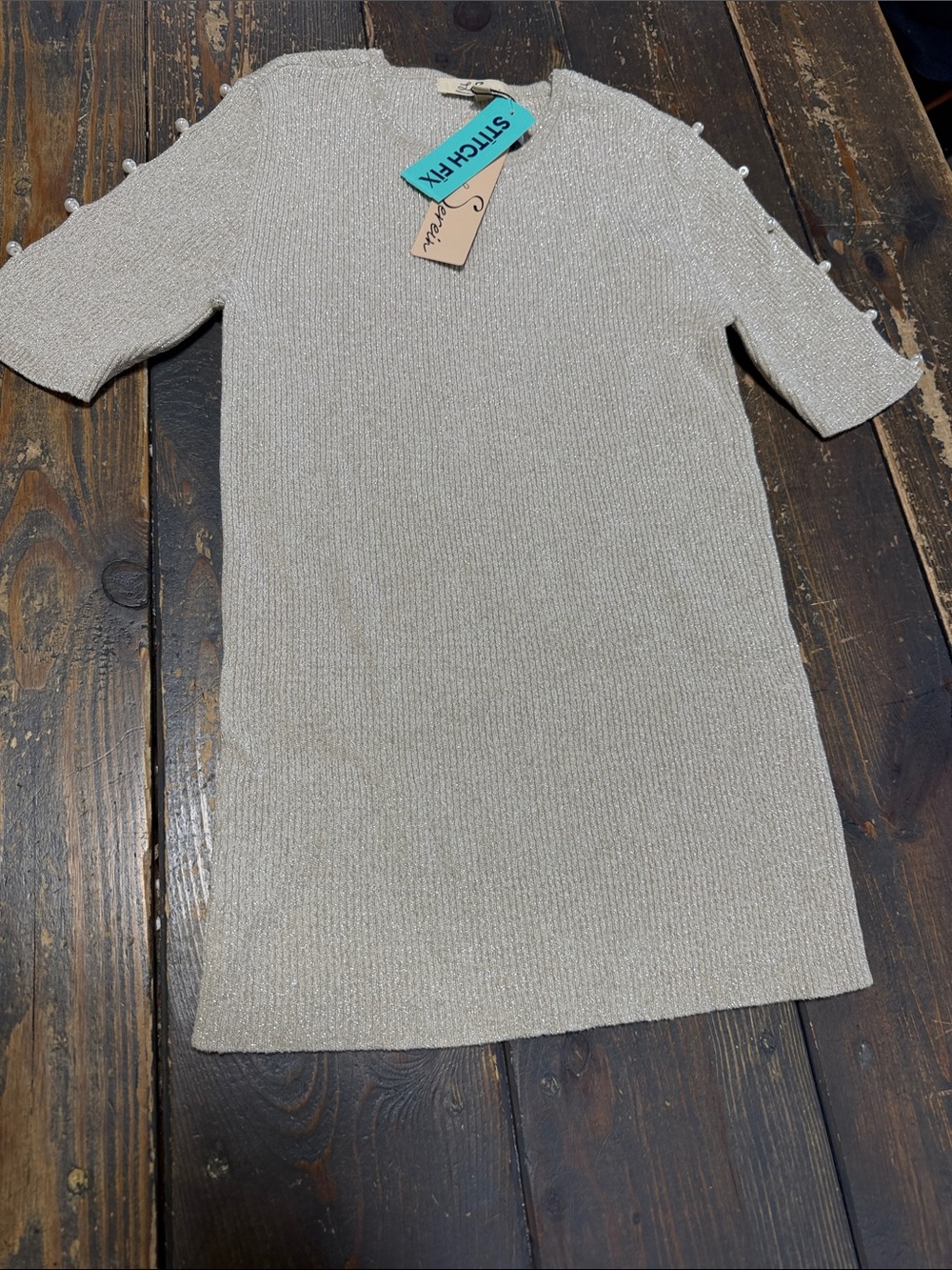 Les Serein Off-White Sara Crewneck Button Short Sleeve Sweater - XS